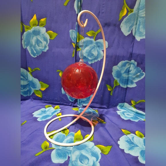 Christmas Hand Blown Studio Art Glass Ornament Ball Sphere 4" Red Vintage? Heavy - Picture 1 of 5